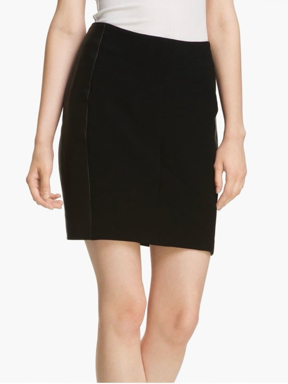 Rag & Bone Vanhi Mini Skirt Womens 8 Black Leather Panel Two-Way Back Zip USA
